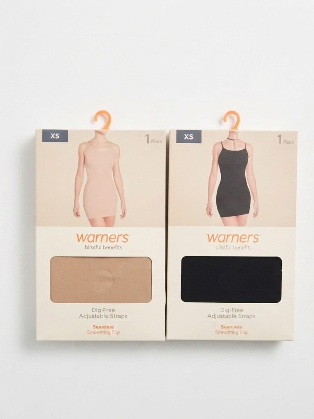 Warners Blissful Benefits Seamless Smoothing Slips - Size XS (Black & Beige)